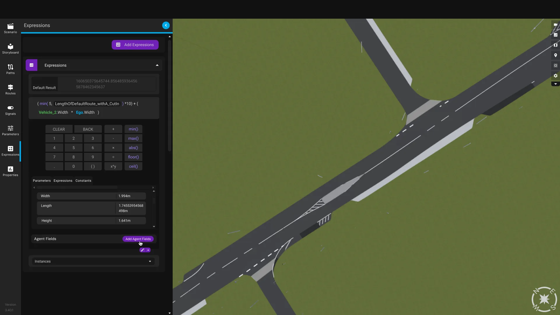 The Expressions Panel inside the Genie simulation platform